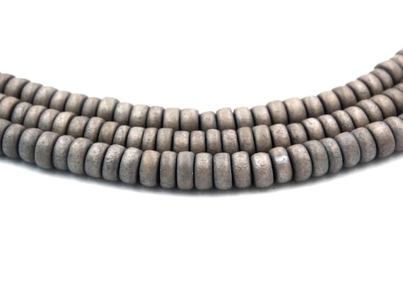 Wood Rondelle Beads White 8x4mm 16 Inch Strand