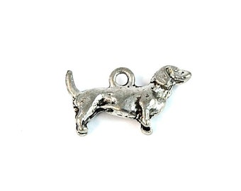 Dachshund Silver Pewter Dog Charm -1