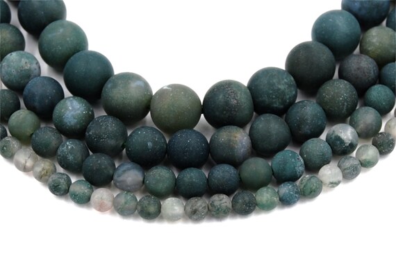 Natural Moss Agate Forested Matte Stones Beads Jewelry Making 6mm 8mm 10mm 12mm
