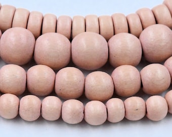 Cuentas de melocotón antiguas de primavera de 6 mm, 8 mm, 10 mm, redondas de 8 mm, cuentas de madera - tira de 16 pulgadas