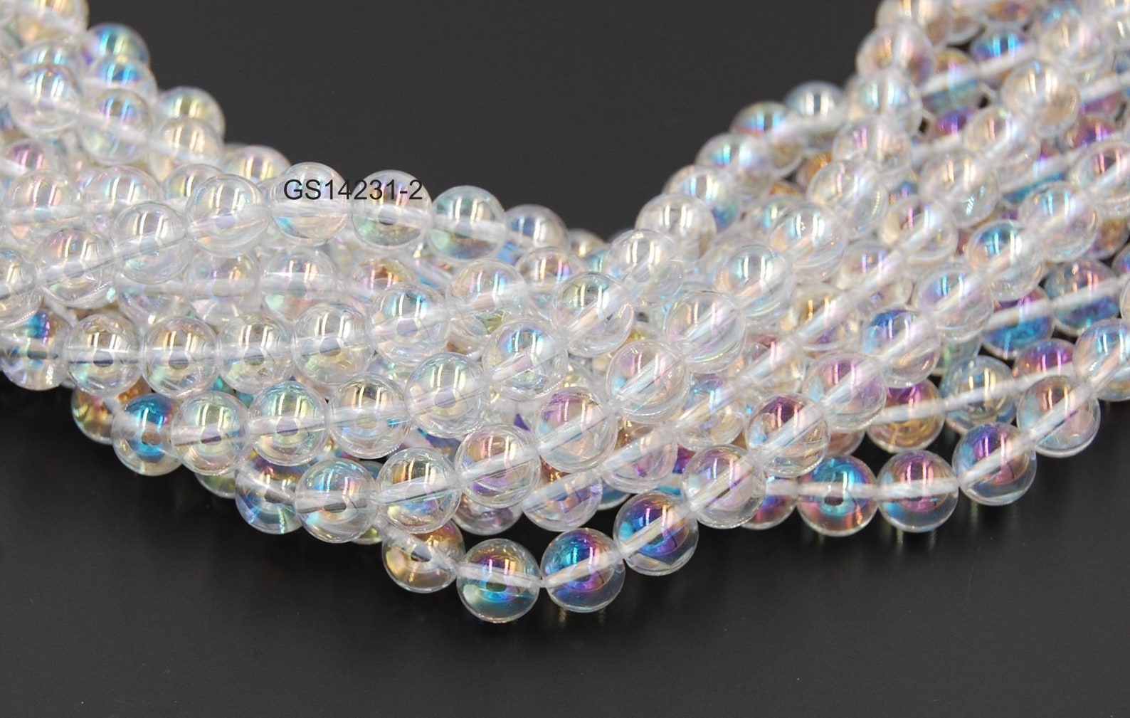 Perles Rondes En Quartz Angel Aura Demi-AB - Diamètre 4mm à 10mm - Pour Création De Bijoux - Neuf