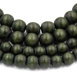 Pine Green Beads 6mm 8mm 10mm 12mm Boho Green Wood beads -16 inch strand