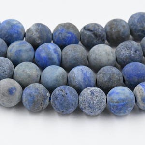 8mm Frosted Lapis Lazuli Round Beads -15 inch strand