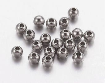 304 Edelstahl Runde Perlen, 3mm -100Stk