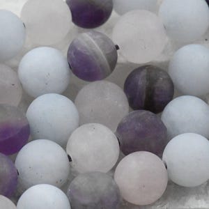 Matte Aquamarine Amethyst and Rose Quartz Mixed Beads Strands, 6mm, 8mm, 10mm, 12mm, Full Strand