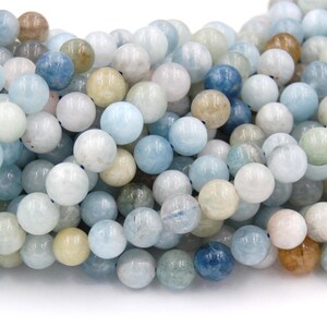 8mm Multicolor Aquamarine Beads Strands, grade AB+, Beryl Aquamarine -15.5 strand