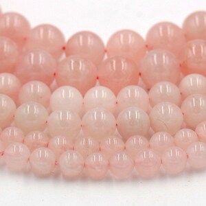Rose Quartz 4mm, 6mm, 8mm, 10mm, 12mm Pink Rose Quartz -15 inch strand