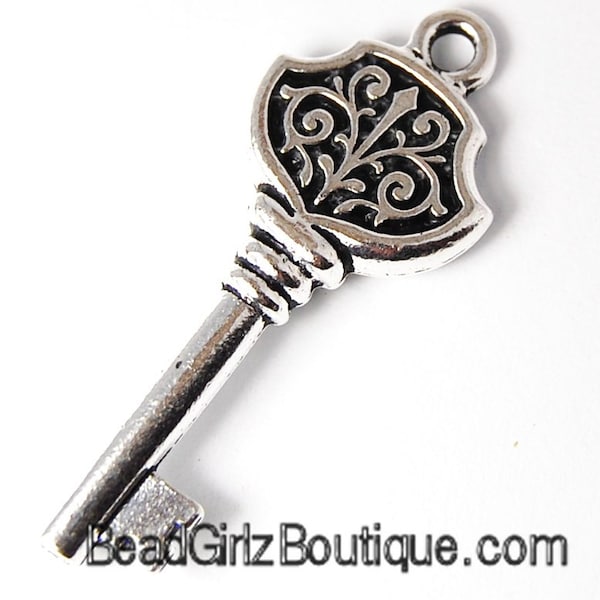 TierraCast Antique Silver Victorian Key Charm -1