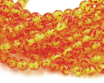 6mm Rare Orange South America Topaz Round Loose Beads 15" JL77 