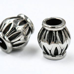 Large Hole Beads, 304 Stainless Steel Spacer Beads, 1pc Focal Antique Silver, 10.7x11.5mm