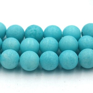 8mm Jade Round Beads in Matte Sky Blue-Green -15 inch strand