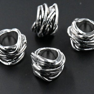 Swirl Wrap 10pc Large Hole beads Antique Silver or Antique Gold Asymmetrical Spacer
