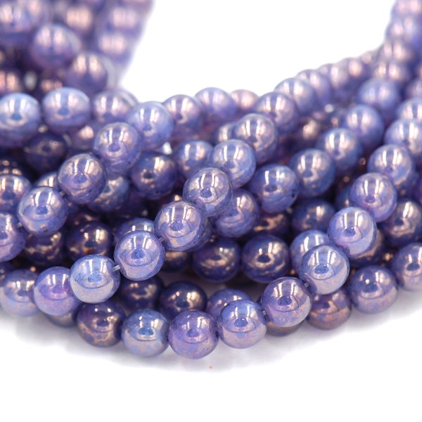 Milky Alexandrite Moon Dust 6mm round beads   - 50 Czech Beads