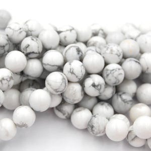 White Howlite 4mm 6mm 8mm 10mm 12mm Round Beads-15 inch strand