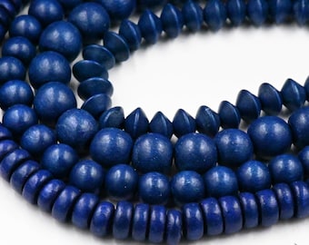 Noche Estrellada Azul Madera Redonda, Bicono o Rondelle