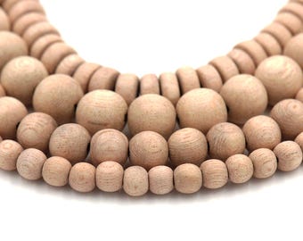 Perline di palissandro naturale NON CERATO da 6 mm, 8 mm, 10 mm, 12 mm, 15 mm, 8 x 4 mm Perline di legno non tinto Rondelle - filo da 16 pollici
