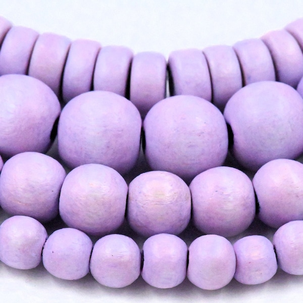 Wisteria Purple Wood 6mm 8mm 10mm 8x4mm Light Purple Wood Rondelle Beads -16 inch strand