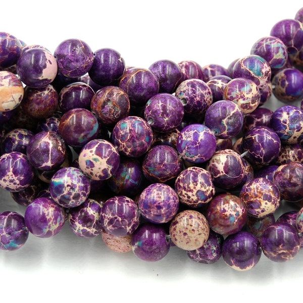 Violet Purple Impression Jasper Beads 10mm round -15.5"