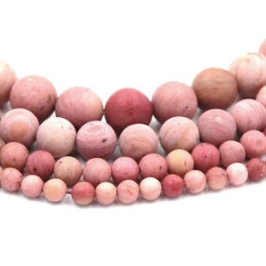 Matte Rhodochrosite Beads Strands, 4mm, 6mm, 8mm, 10mm, 12mm, Round -15 strand