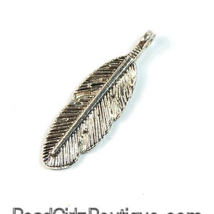 Feather Antique Silver Pewter Charm -2