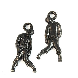 TierraCast Antique Black Oxide Zombie Halloween Charm 13x26mm