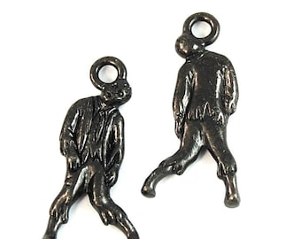 TierraCast Antique Black Oxide Zombie Halloween Charm 13x26mm