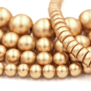Gold Wood Beads 6mm, 8mm, 10mm, 12mm 16mm Round Gold Wood Rondelle 8x4mm -16 inch strand