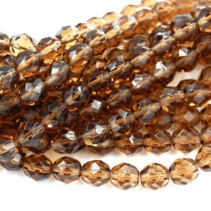 8mm Colorado Lt. Topaz Czech Glass Faceted Bead -25 czech beads