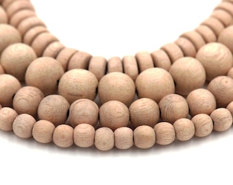 Natural UNWAXED Rosewood Beads 6mm, 8mm, 10mm, 12mm, 15mm, 8x4mm Rondelle undyed wood beads -16 inch strand