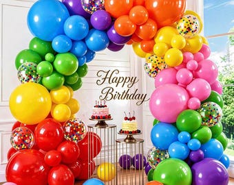 Rainbow Balloon Garland Kit 139 Pcs Assorted Sizes Colorful Balloons for Birthday Wedding Bridal Shower Fiesta Party Decor