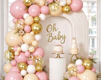 Pink Gold Balloon Garland Kit 139 Pcs Light Pink White Nude Confetti Balloons for Birthday Wedding Bridal Shower Party Decor