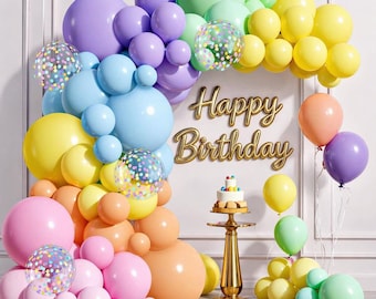Pastel Balloon Garland Kit Soft Rainbow Latex Balloons with Confetti for Easter Birthday Bridal Shower Wedding Party Decor