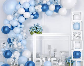 Blue White Balloon Garland Kit 102pcs Pastel Balloons Arch for Baby Shower Birthday Wedding Party Decoration
