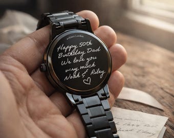 Engraved Watch for Husband- Personalized Handwriting Watch-Anniversary Gift for Him- Architect Apollo Moonphase