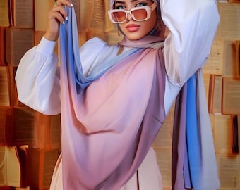 Ombré chiffon Hijab | Lightweight | Everyday Modest Scarf | Soft & Breathable | Multiple Colors