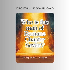 Puede incluir: Gráfico de descarga digital con la pregunta "Who is this man of Romans Chapter Seven?" en blanco sobre un fondo de acuarela en tonos cálidos de naranja y amarillo. El texto "Scriptural Insight" está en la parte inferior.