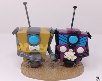 Claptrap Wedding Cake Topper from Borderlands - Video Game Wedding Cake Topper Figurine - Nerd Geek Love - Digital Love - Gamer Wedding