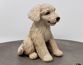 Dog Goldendoodle Sculpture - Realistic Dog Figurine - Goldendoodle Wedding Cake Topper - Pet Portrait Keepsake