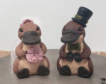 Platypus Wedding Cake Topper Custom - Realistic Bride and Groom