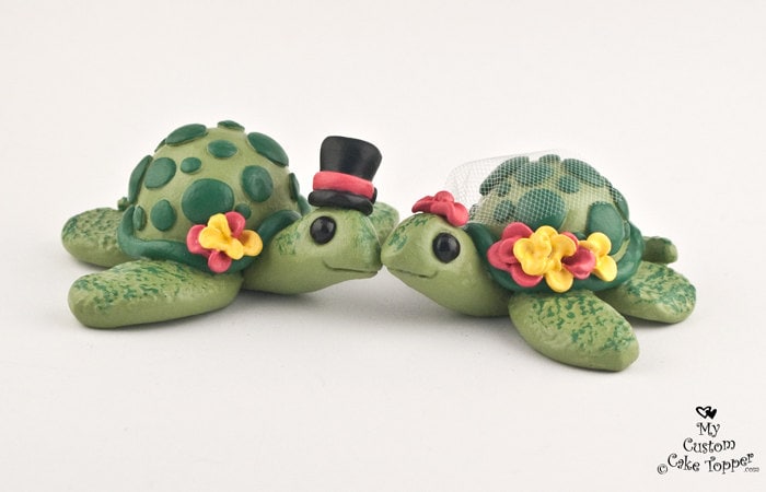 Turtles Wedding Cake Topper - Cute Pick your Colors Turtles Wedding Cake Topper - Cute Pick your Colors