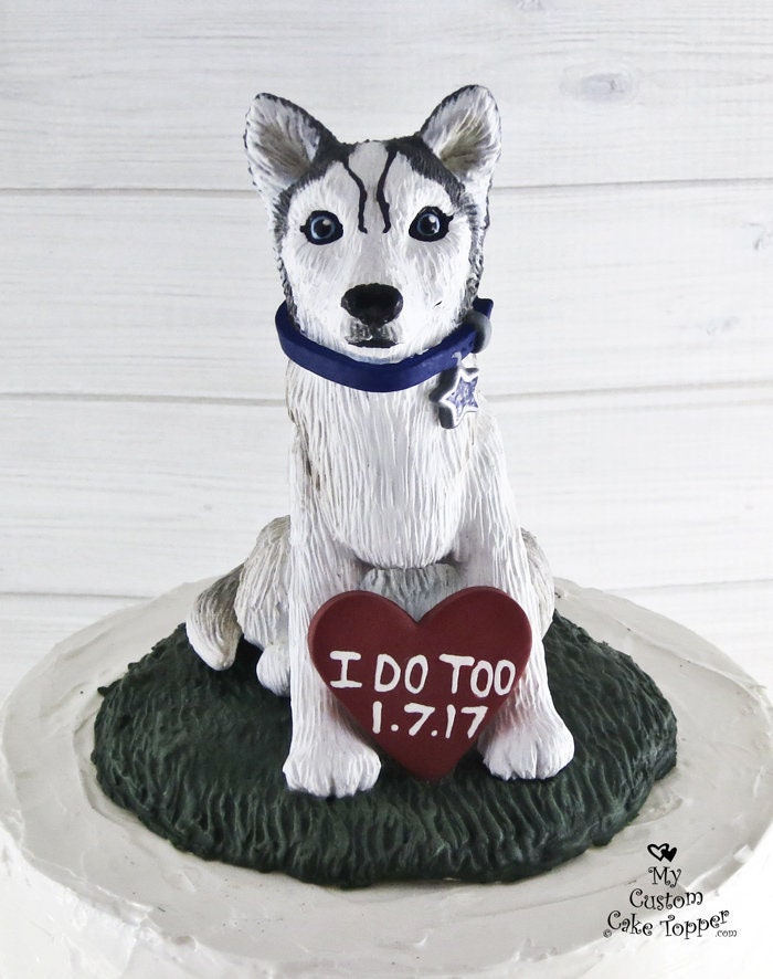 husky wedding cake topper