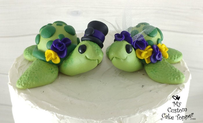 Turtles Wedding Cake Topper - Cute Pick your Colors Turtles Wedding Cake Topper - Cute Pick your Colors