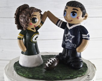 Ready to Ship - Football Cake Topper - Sports Bride and Groom Wedding Cake Topper Figurine - AS IS