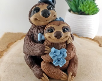 Sloth Wedding Cake Topper Bride and Groom