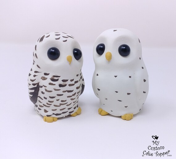 Cute Cartoon Owls Owl Wedding Cake Topper Cute Snowy Owls Etsy