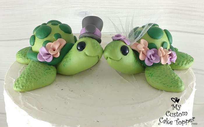 Turtles Wedding Cake Topper - Cute Pick your Colors Turtles Wedding Cake Topper - Cute Pick your Colors