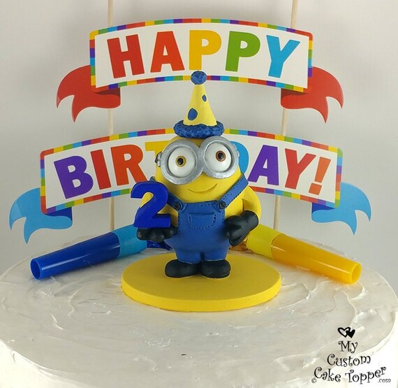 Minion Birthday Cake Topper Happy Birthday Minion Sculpture Etsy