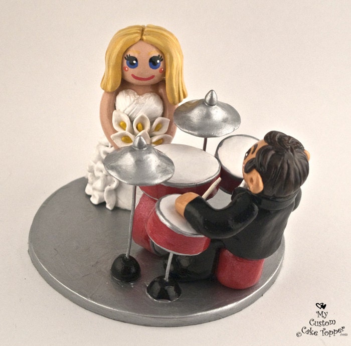 Drums Bride and Groom Wedding  Cake  Topper 