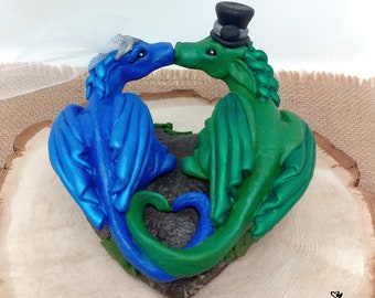 Dragons Wedding Cake Topper -  Heart shaped