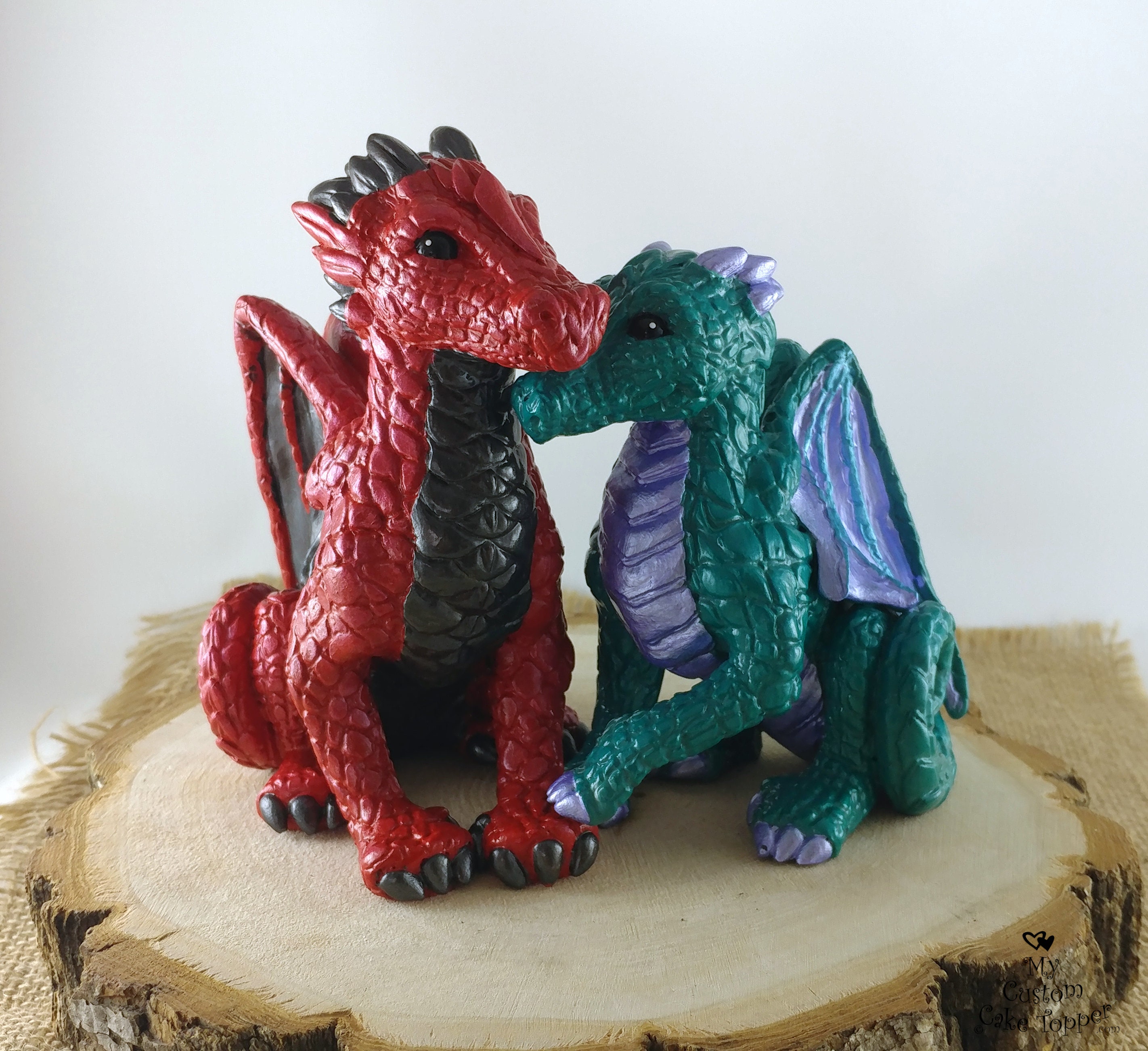 Cuddling Dragons Wedding Cake Topper Realistic Dragon